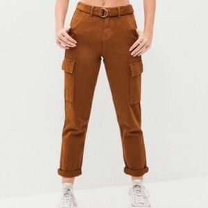 PacSun Tan Brown Cargo Pants With Loop Belt and 2 Cargo Pockets